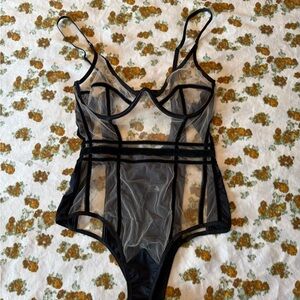 God Save Queens Black Sheer Bodysuit